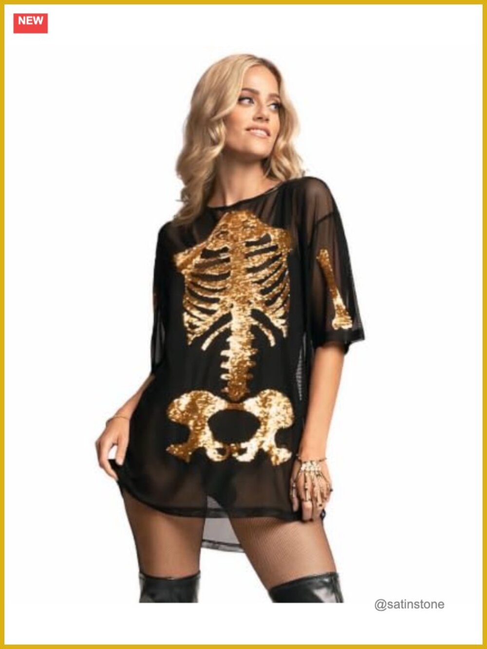 Tipsy Elves Women's Sequin Halloween Costume Party Dress Skeleton
